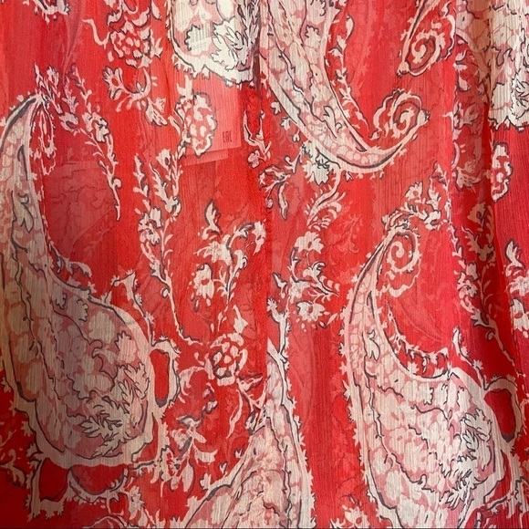 ZARA NWT Sheer Paisley Print Boho Peasant Style Wide Sleeve Button Cuff Crop Top - Picture 9 of 15